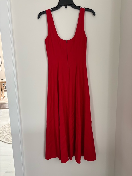 NWT $330 BR Banana Republic Structured Red Seamed Scoop Neck Midi Dress Size 4 - Picture 9 of 10